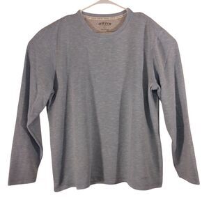 Orvis tshirt mens L Large blue rayon blend long sleeve crew neck hiking outdoor